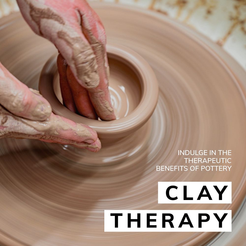 Clay therapy Instagram post template, editable text