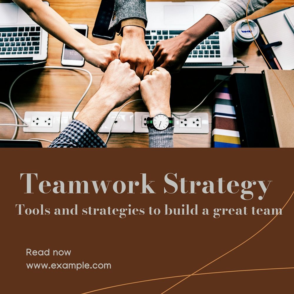 Teamwork strategy Instagram post template, editable text