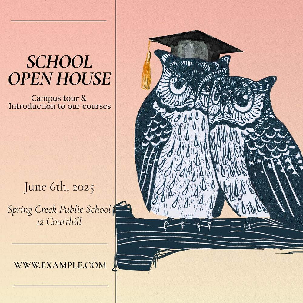 School open house Instagram post template, editable text