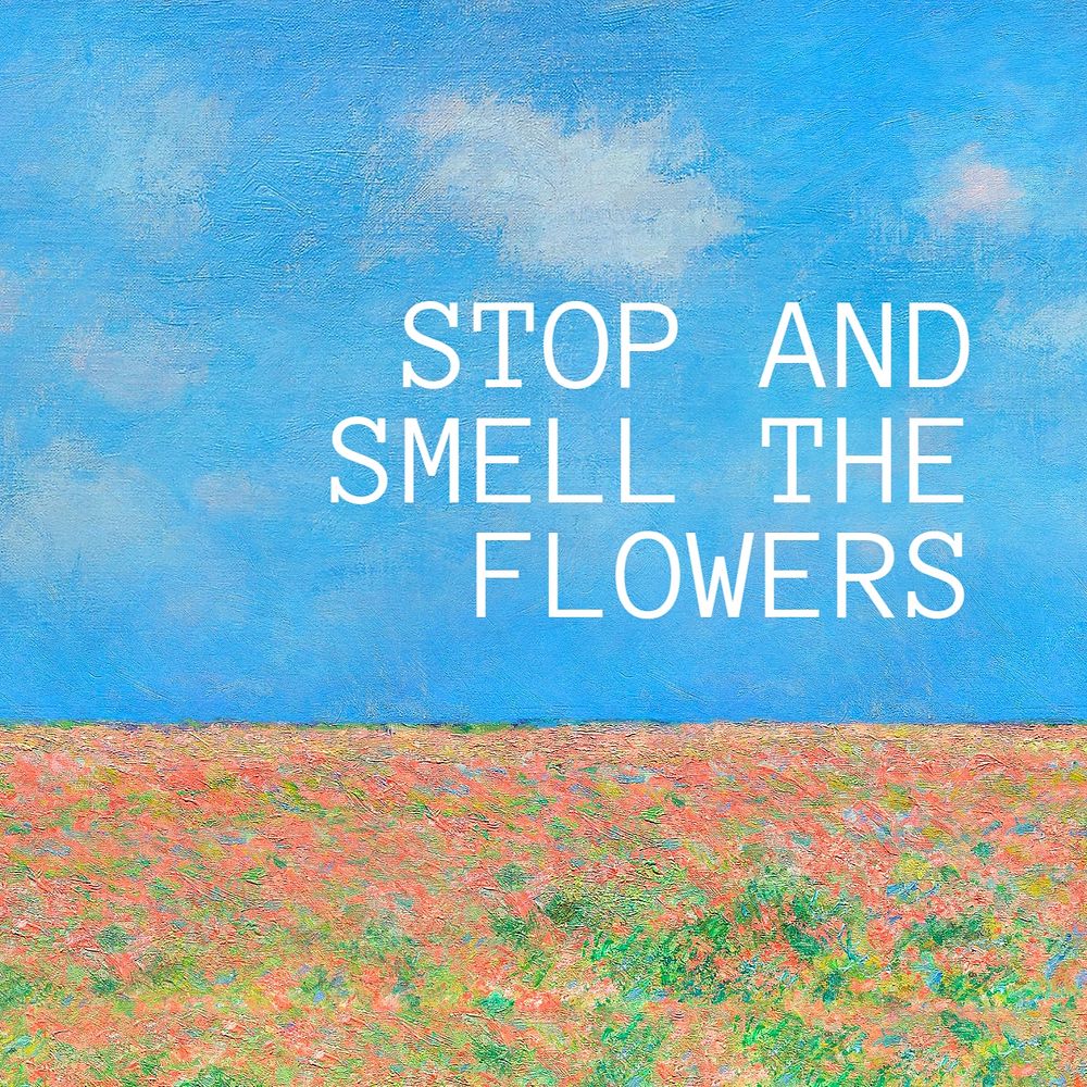 Stop and smell flower Instagram post template, editable text