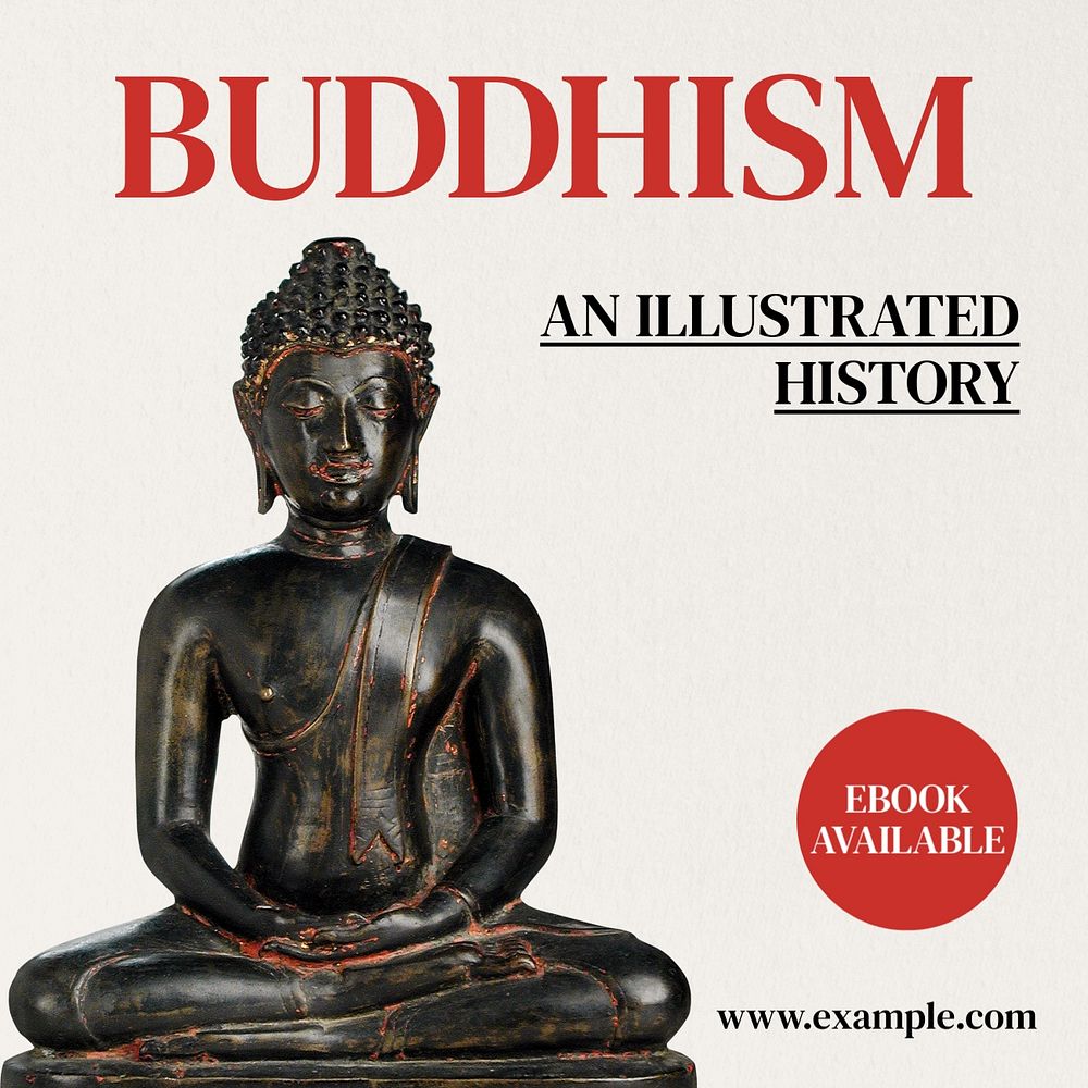 Buddhism history Instagram post template, editable text