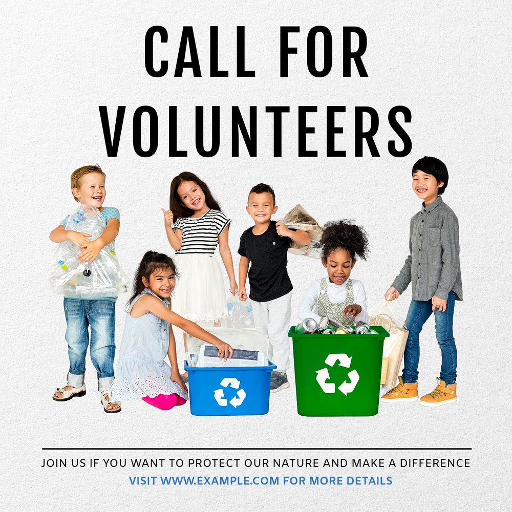 Call for volunteers Instagram post template, editable text