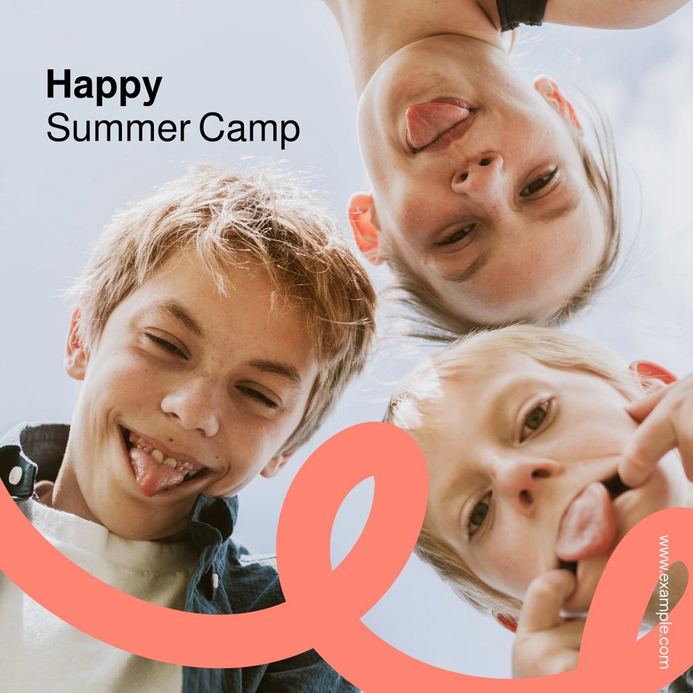 Summer camp Instagram post template, editable text