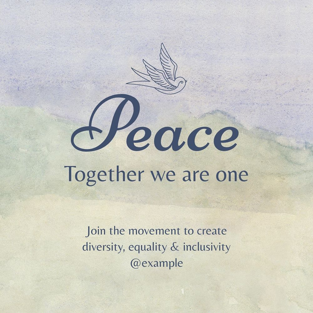 Peace, diversity & equality Instagram post template, editable text