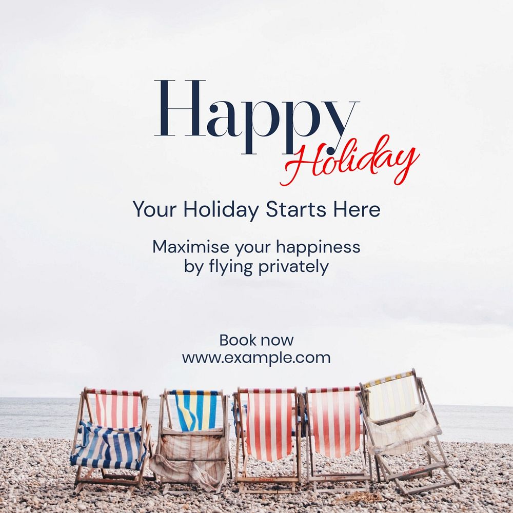 Summer holiday Instagram post template, editable text