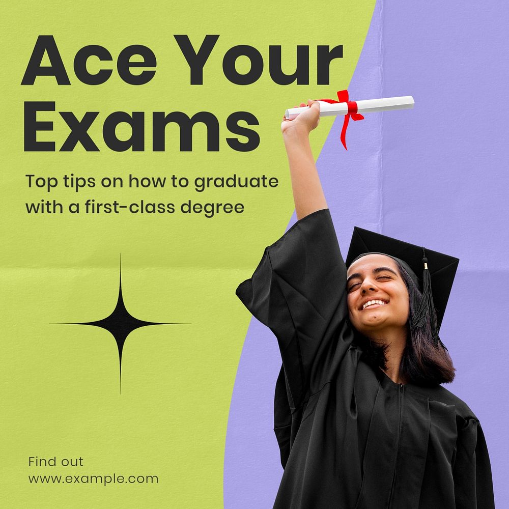 Ace your exams Instagram post template, editable text