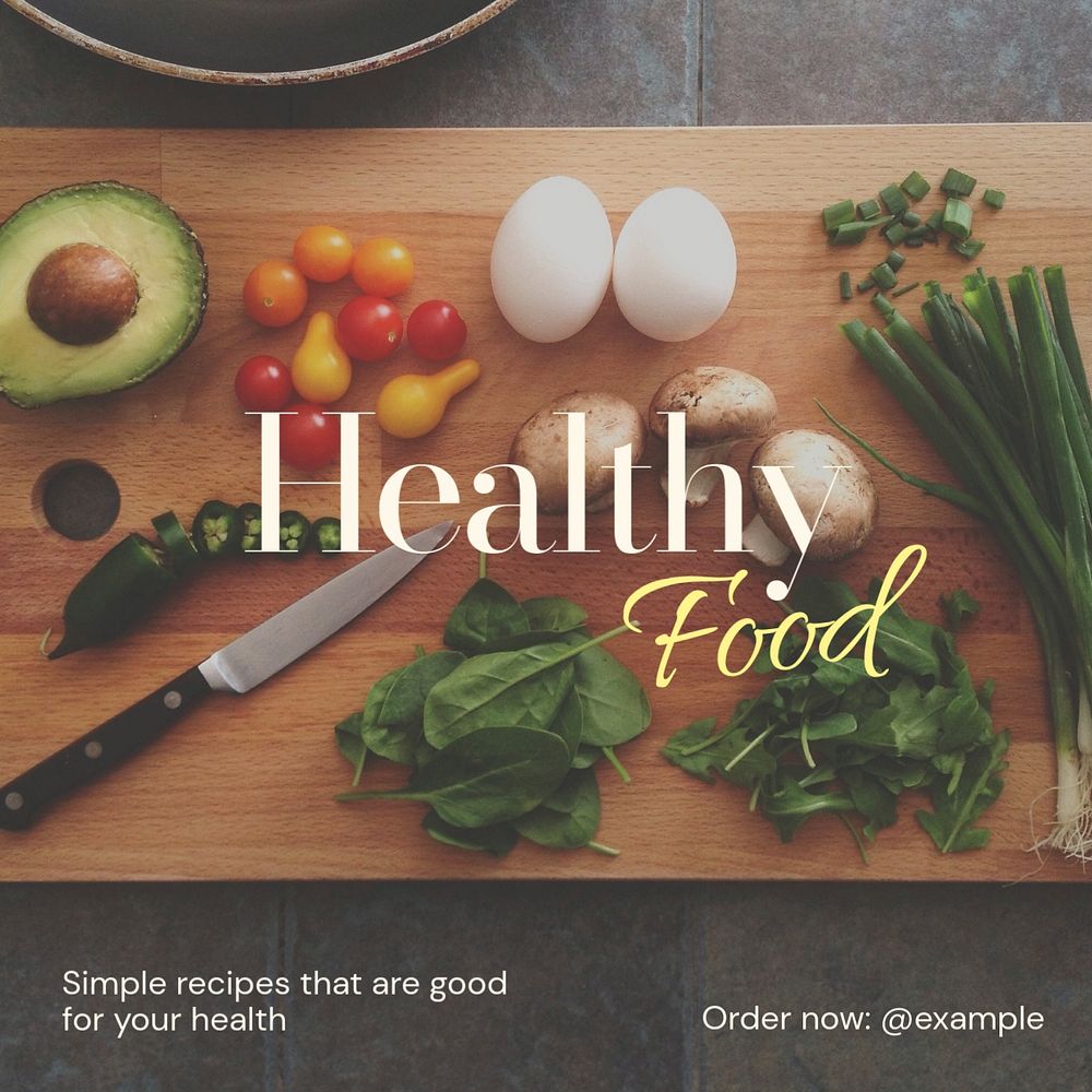 Healthy food  Instagram post template, editable text