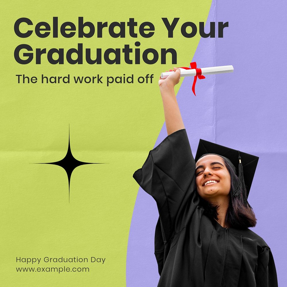 Graduation Instagram post template, editable text