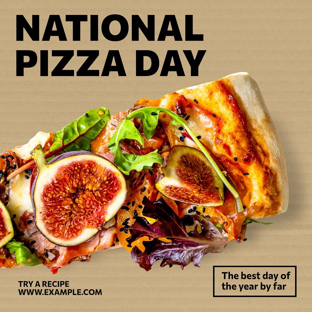 Pizza day Instagram post template, editable text