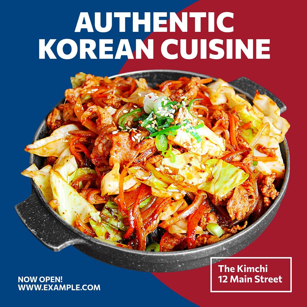 Korean cuisine Instagram post template, editable text