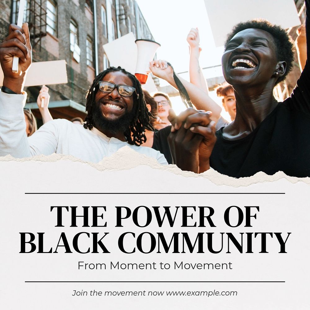 Black community movement Instagram post template, editable text