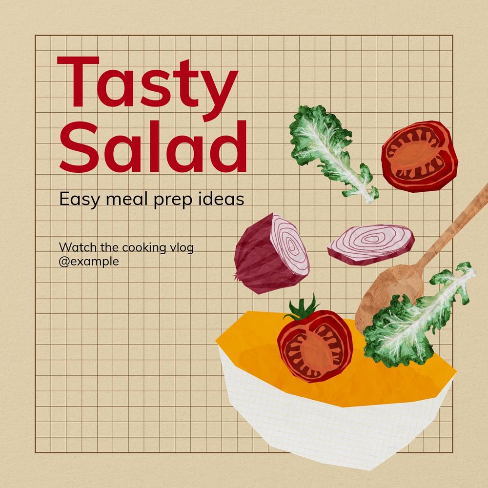 Salad prep Instagram post template, editable text