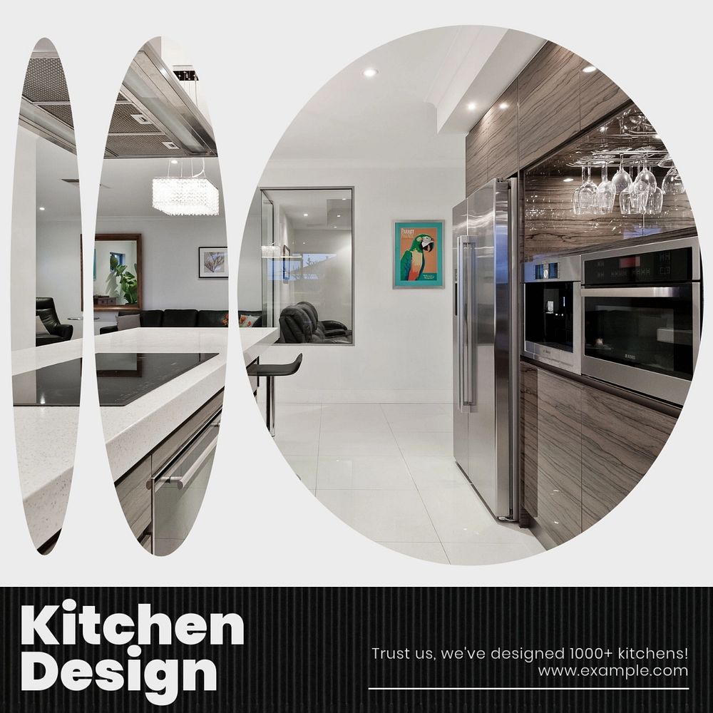 Kitchen design  Instagram post template, editable text