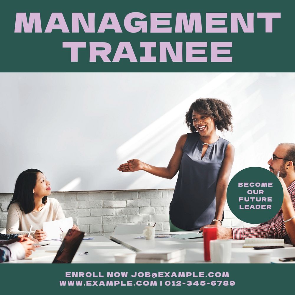 Management trainee Instagram post template, editable text