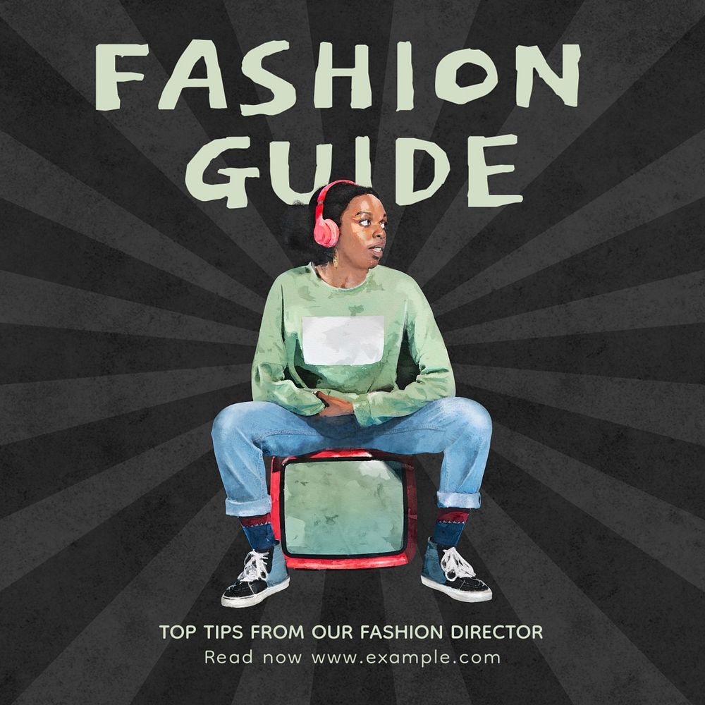 Fashion guide Instagram post template, editable text