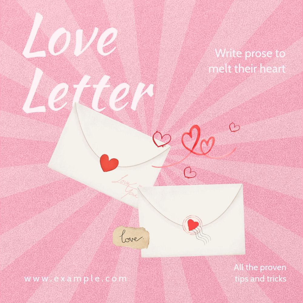 Love letter Instagram post template, editable text