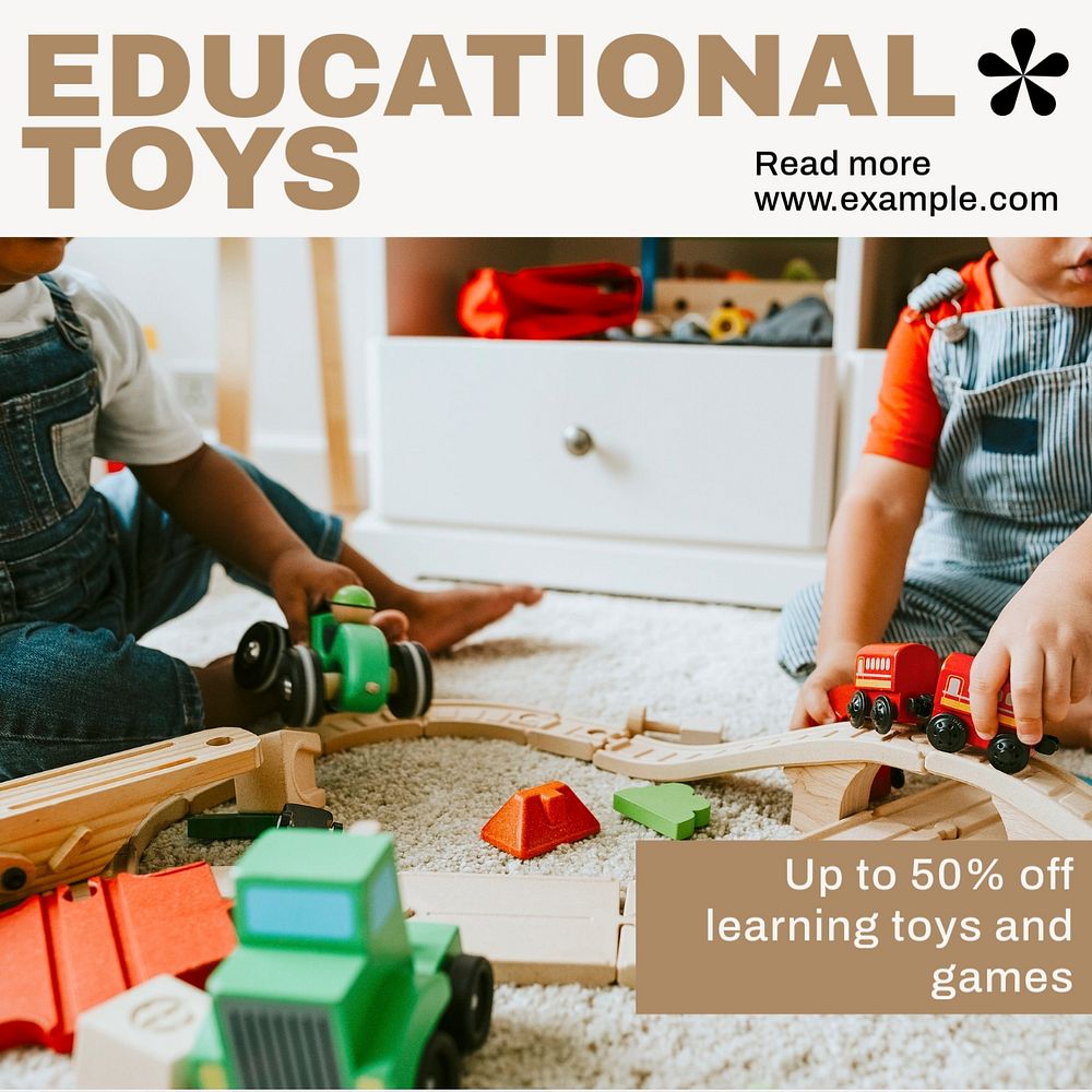 Educational toys Instagram post template, editable text