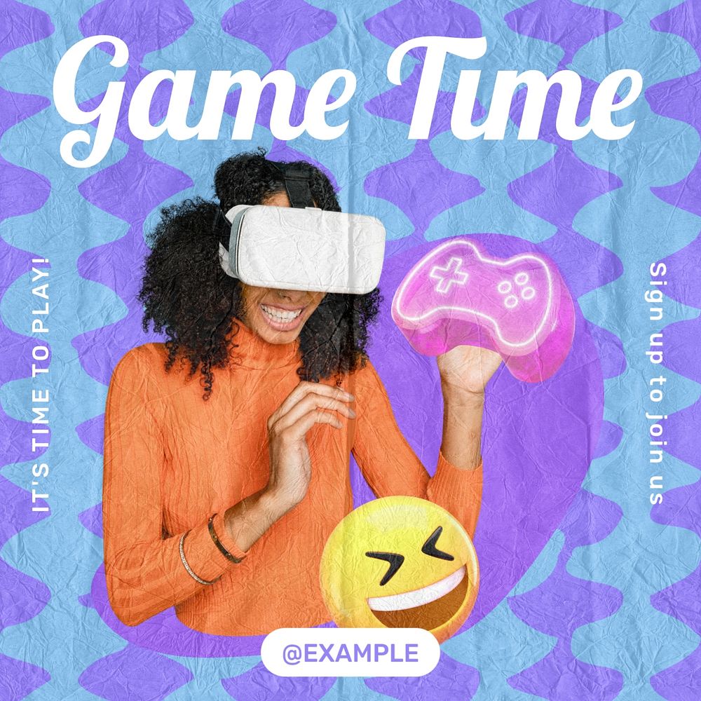 Game time Instagram post template, editable text