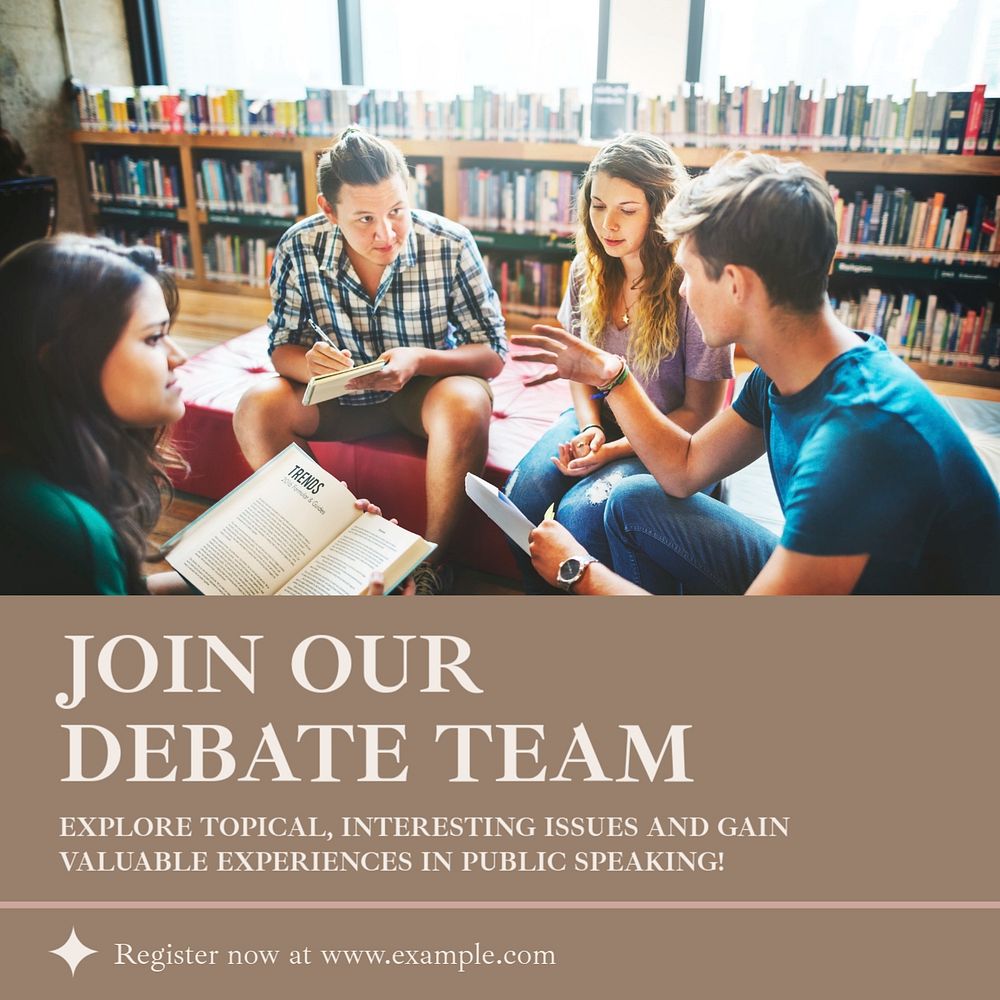 Debate team Instagram post template, editable text