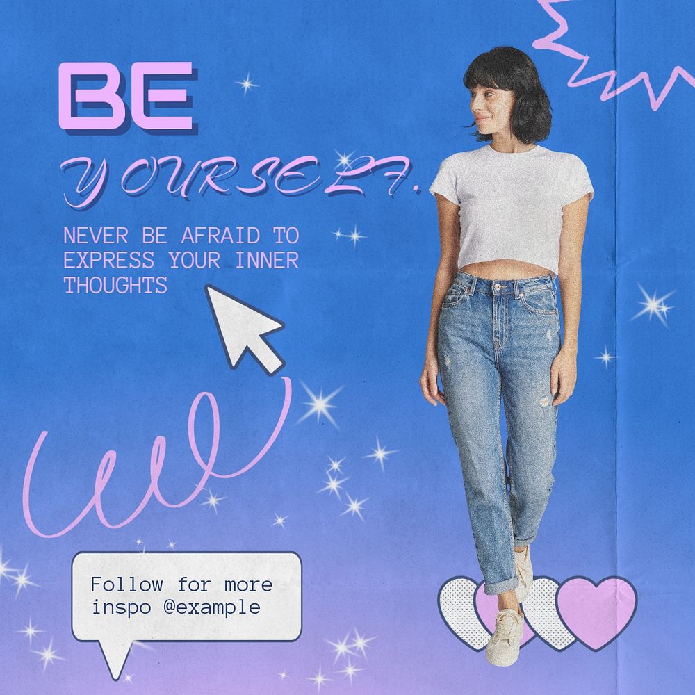 Be yourself Instagram post template, editable text