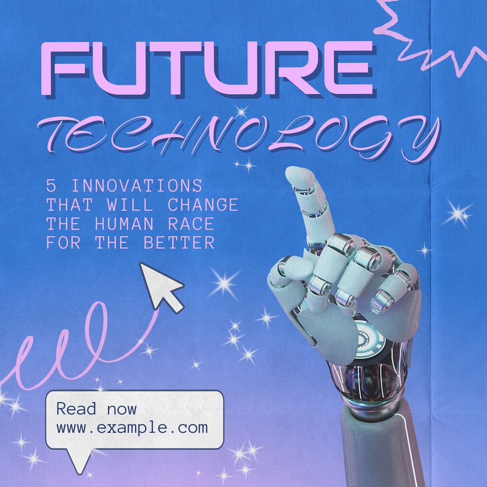 Future technology Instagram post template, editable text