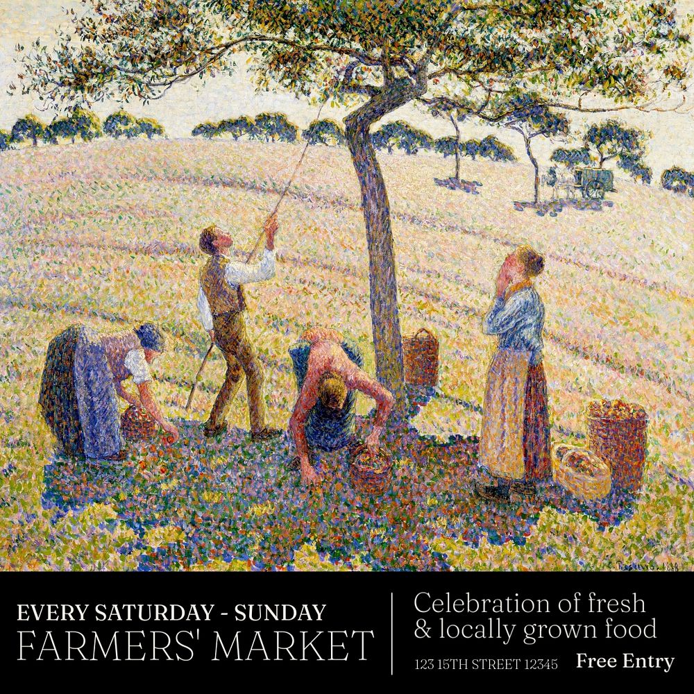 Farmers market Instagram post template, editable text