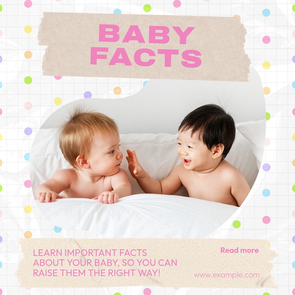 Baby facts Instagram post template, editable text