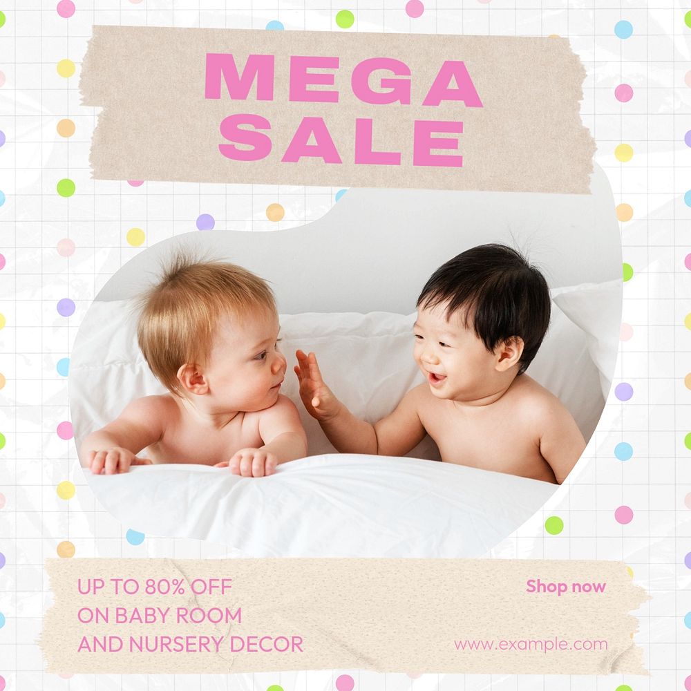 Mega sale Instagram post template, editable text