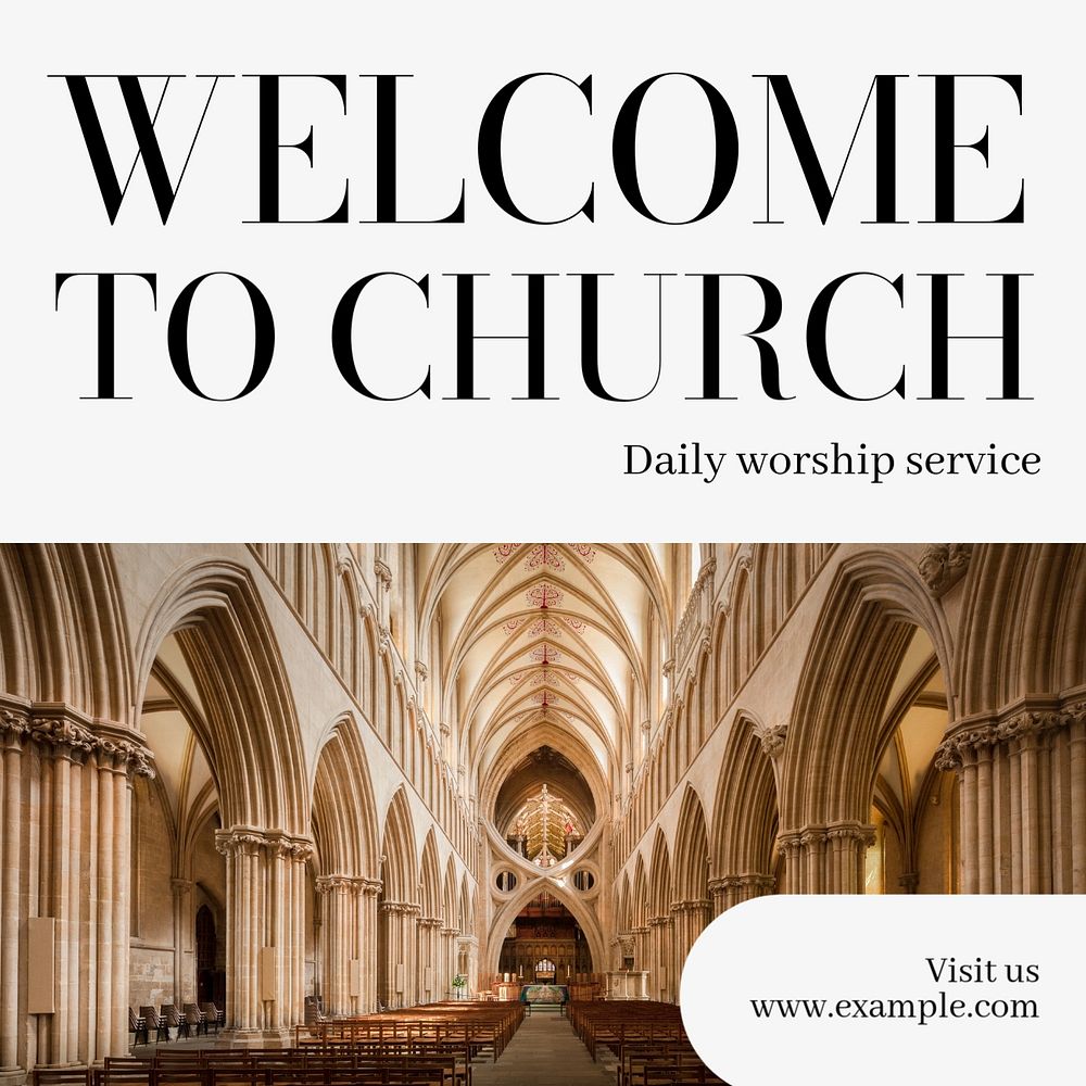 Welcome to church Instagram post template, editable text