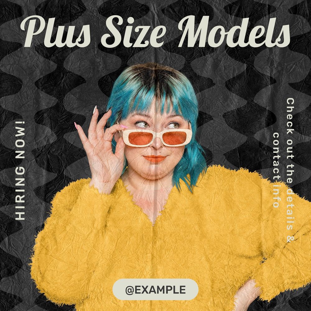 Plus size model Instagram post template, editable text