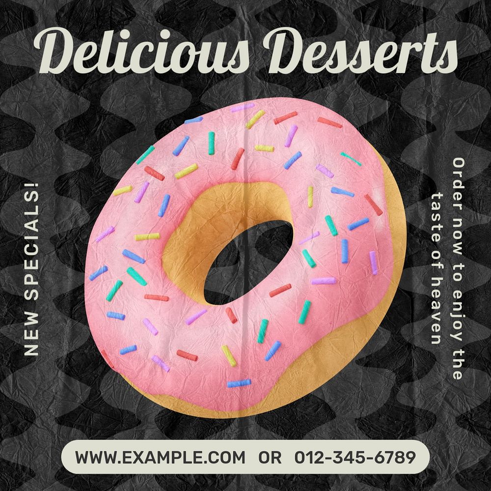 Delicious dessert Instagram post template, editable text