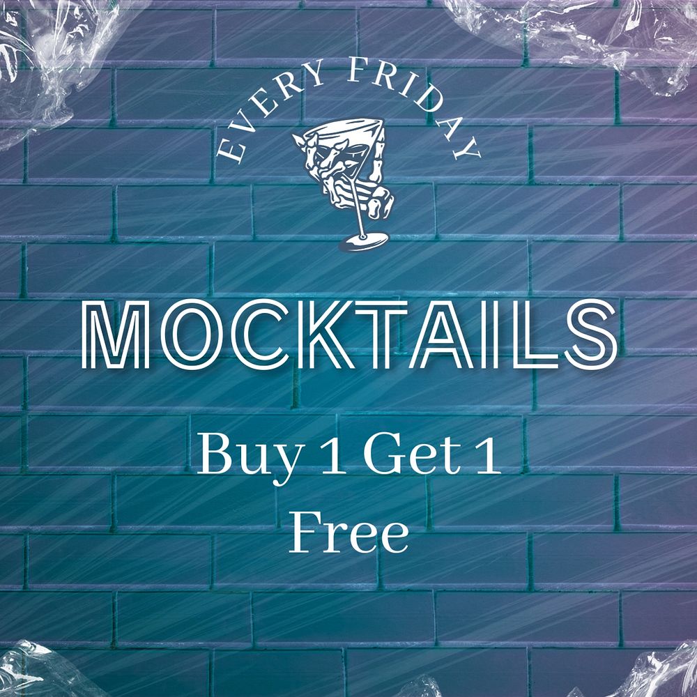 Mocktails promotion Instagram post template, editable text