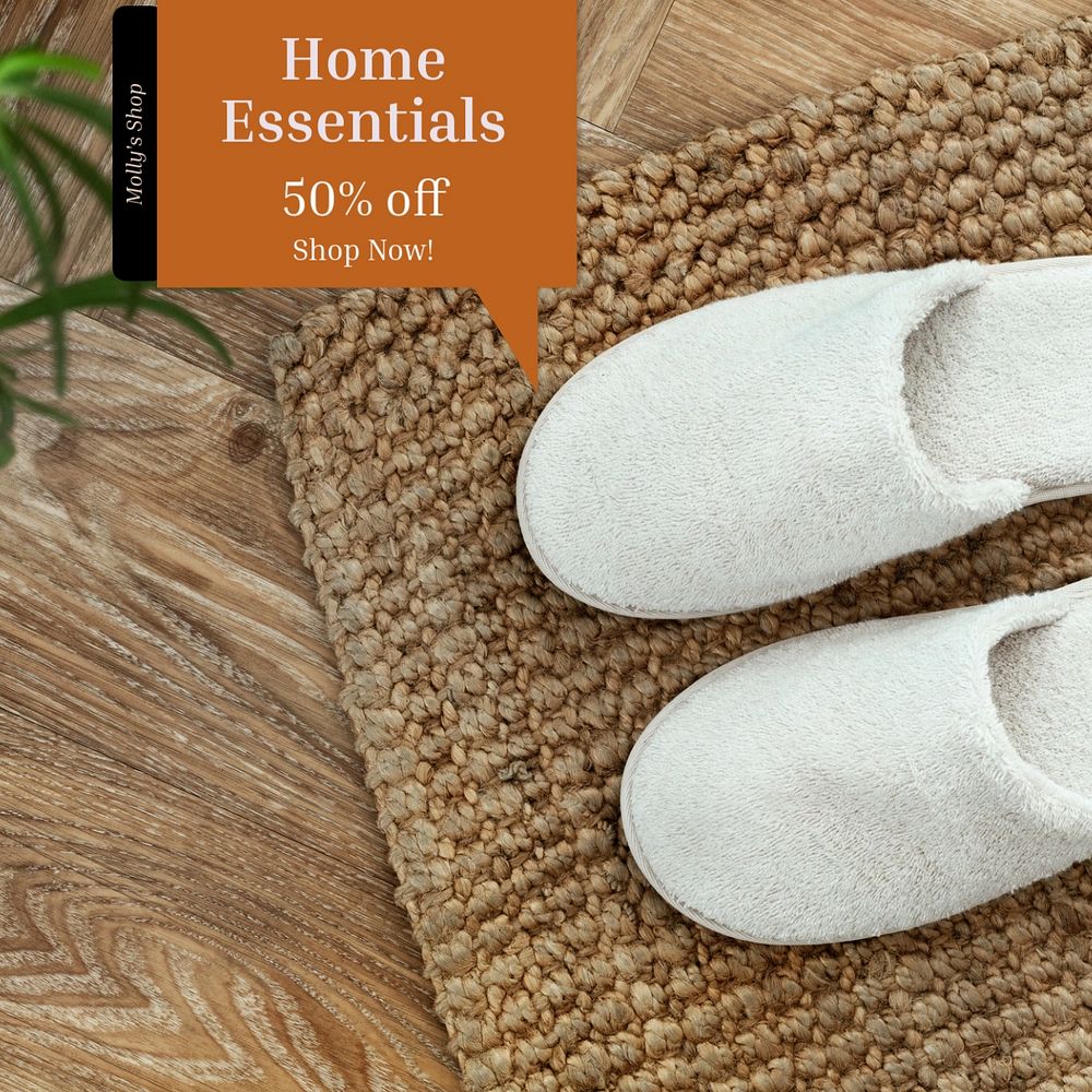 Home essentials sale Instagram post template, editable text