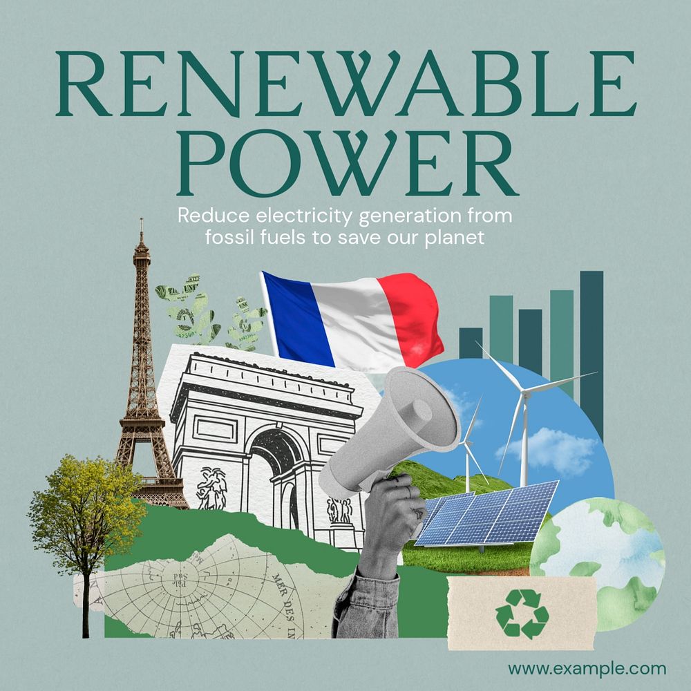 Renewable power Instagram post template, editable text