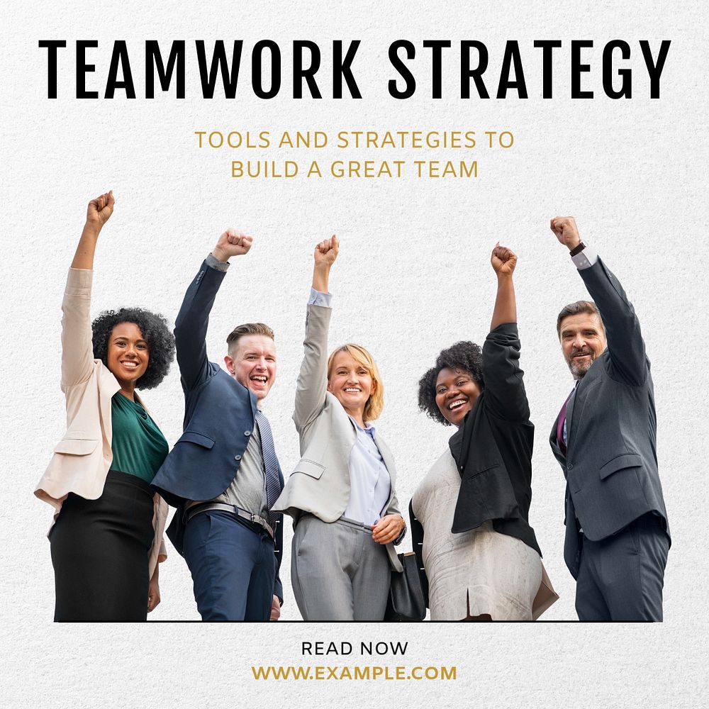 Teamwork strategy Instagram post template, editable text