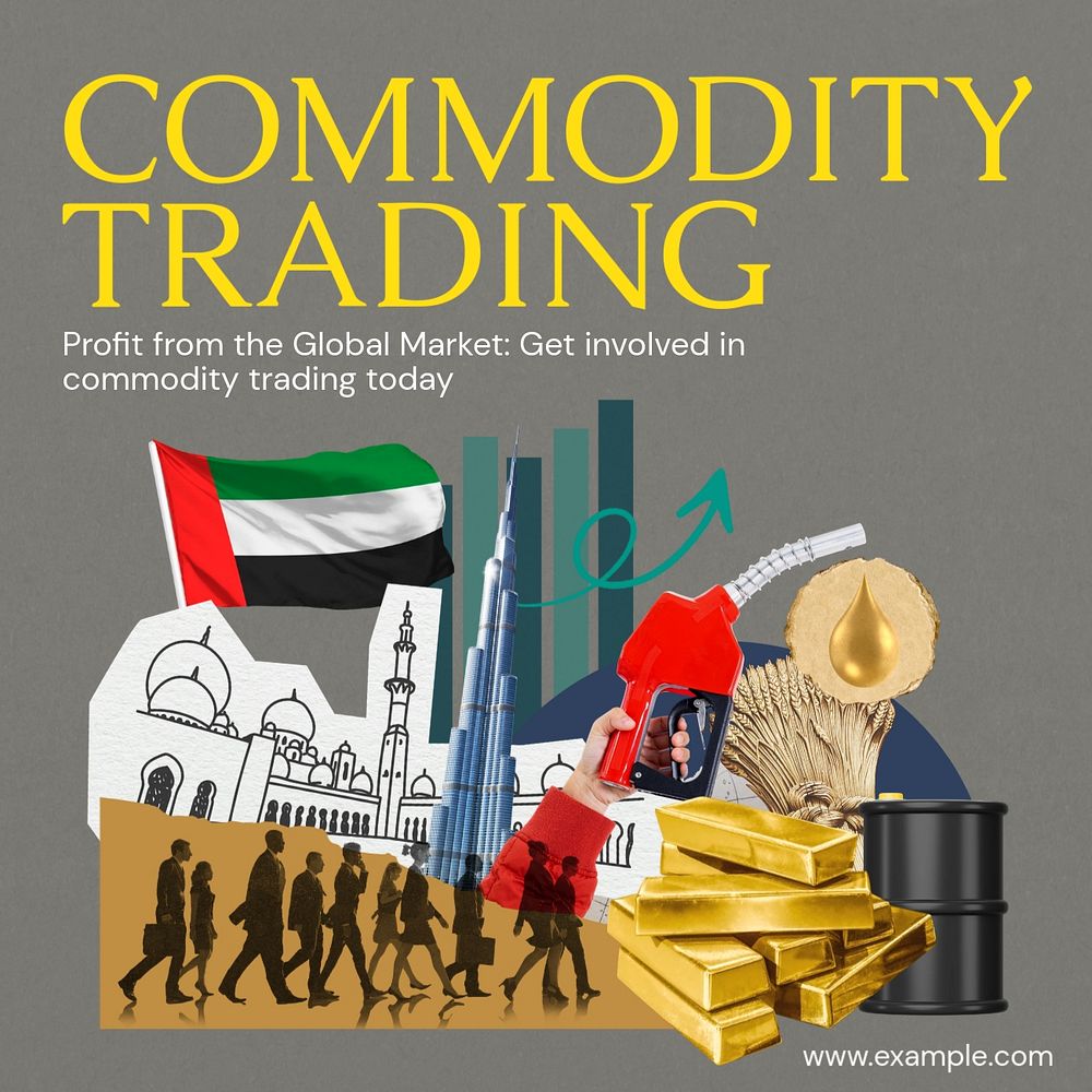 Commodity trading Instagram post template, editable text