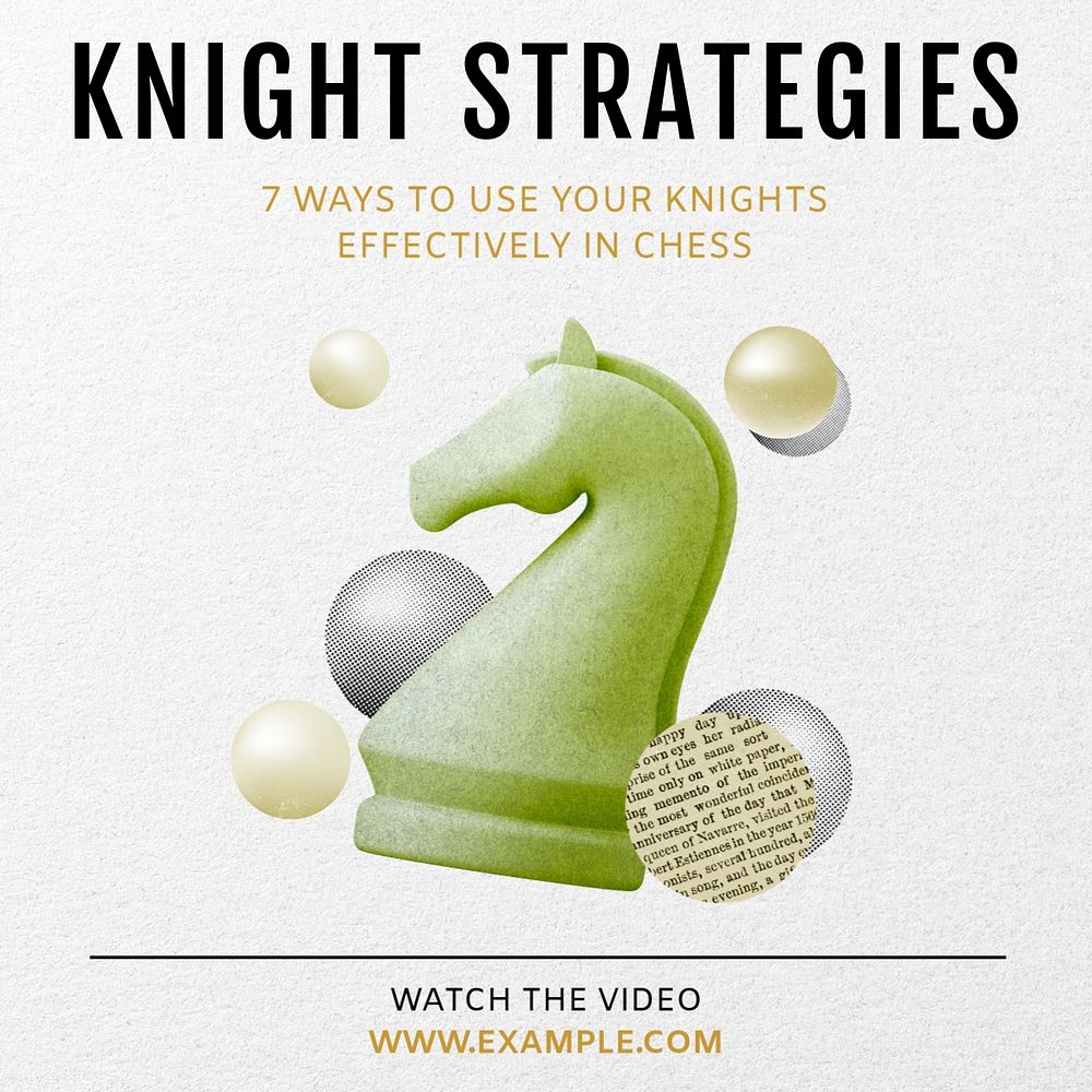 Knight strategy chess Instagram post template, editable text