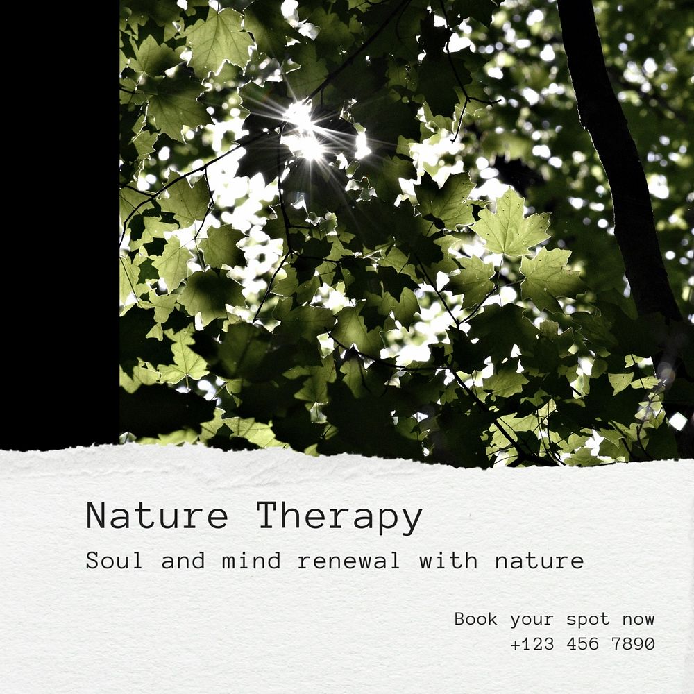 Nature therapy Instagram post template, editable text