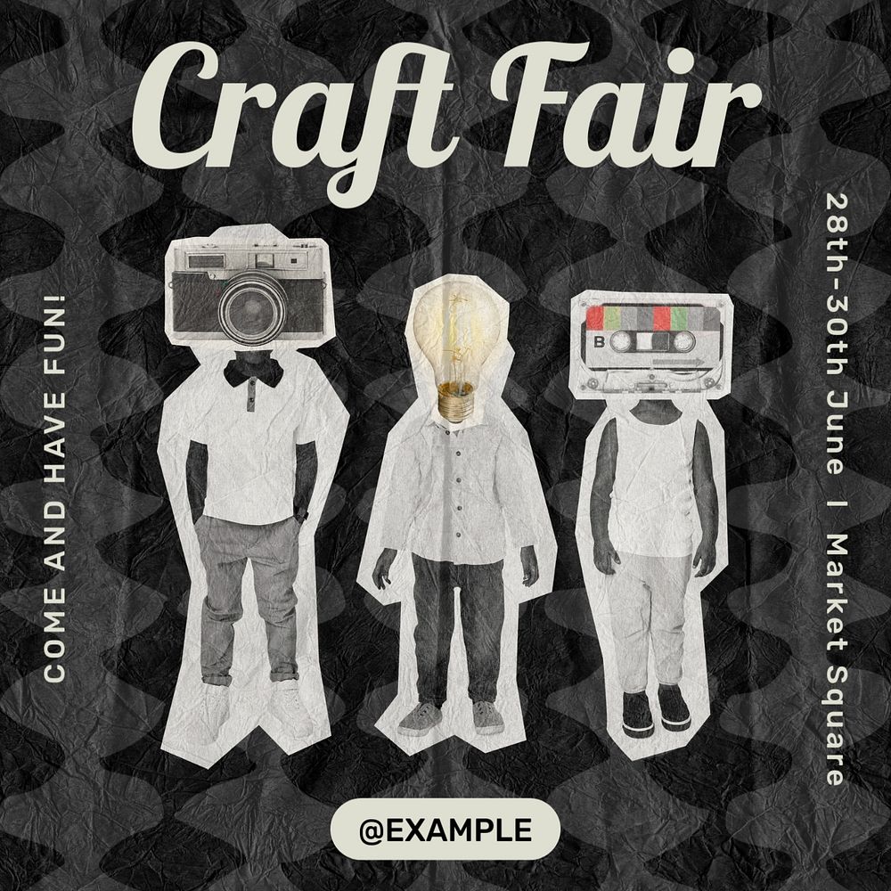 Craft fair Instagram post template, editable text