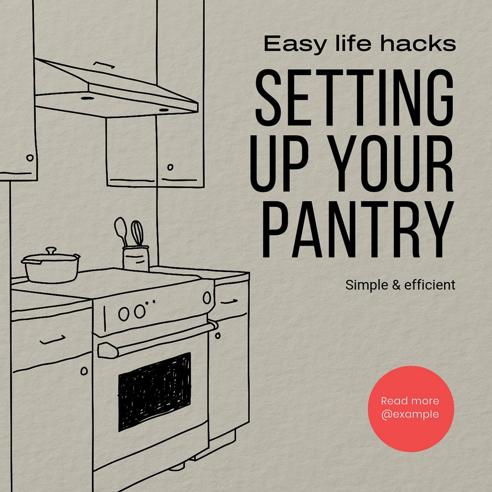 Pantry setup Instagram post template, editable text