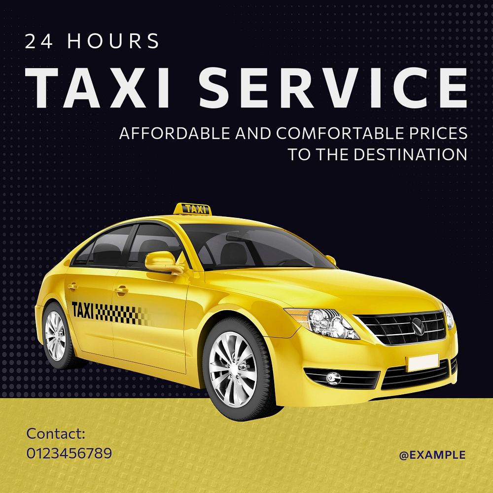 Taxi service  Instagram post template, editable text