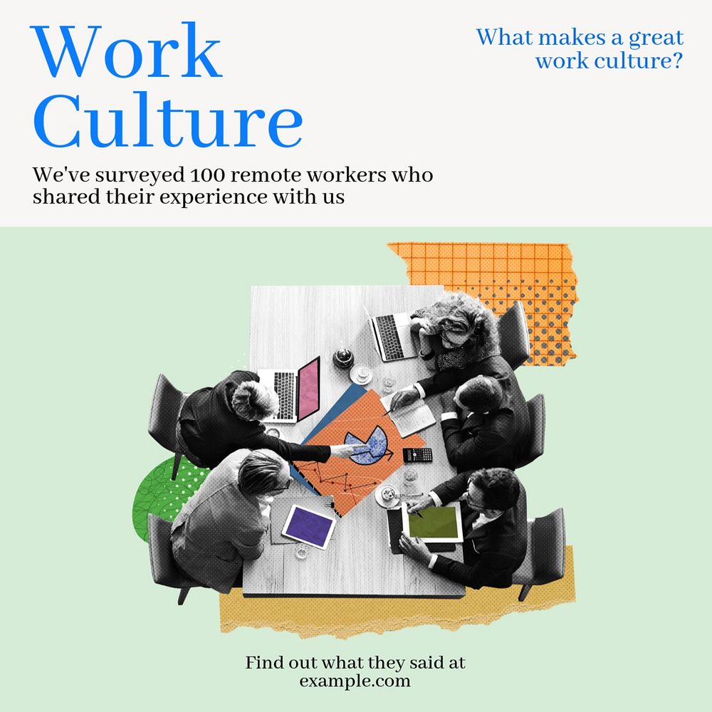 Work culture article Instagram post template, editable text