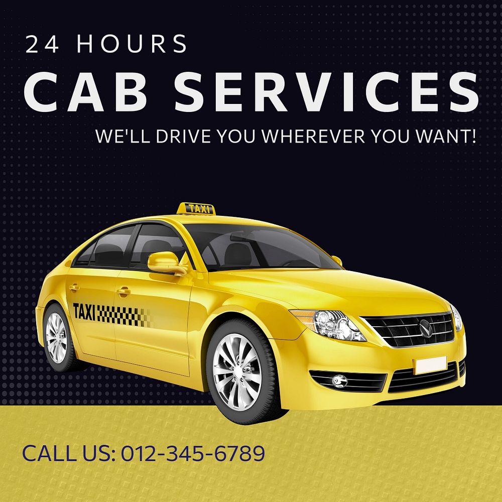 Cab services  Instagram post template, editable text