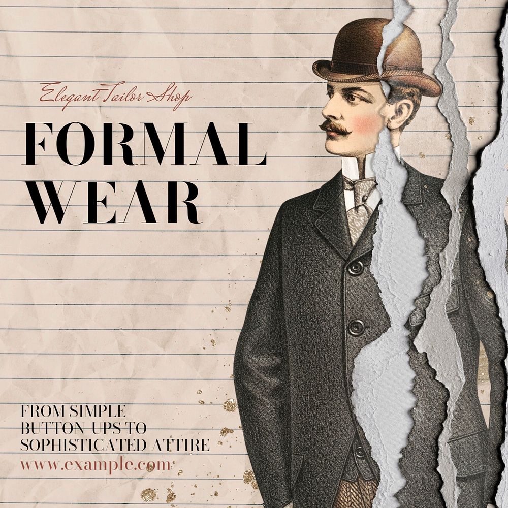 Formal wear Instagram post template, editable text