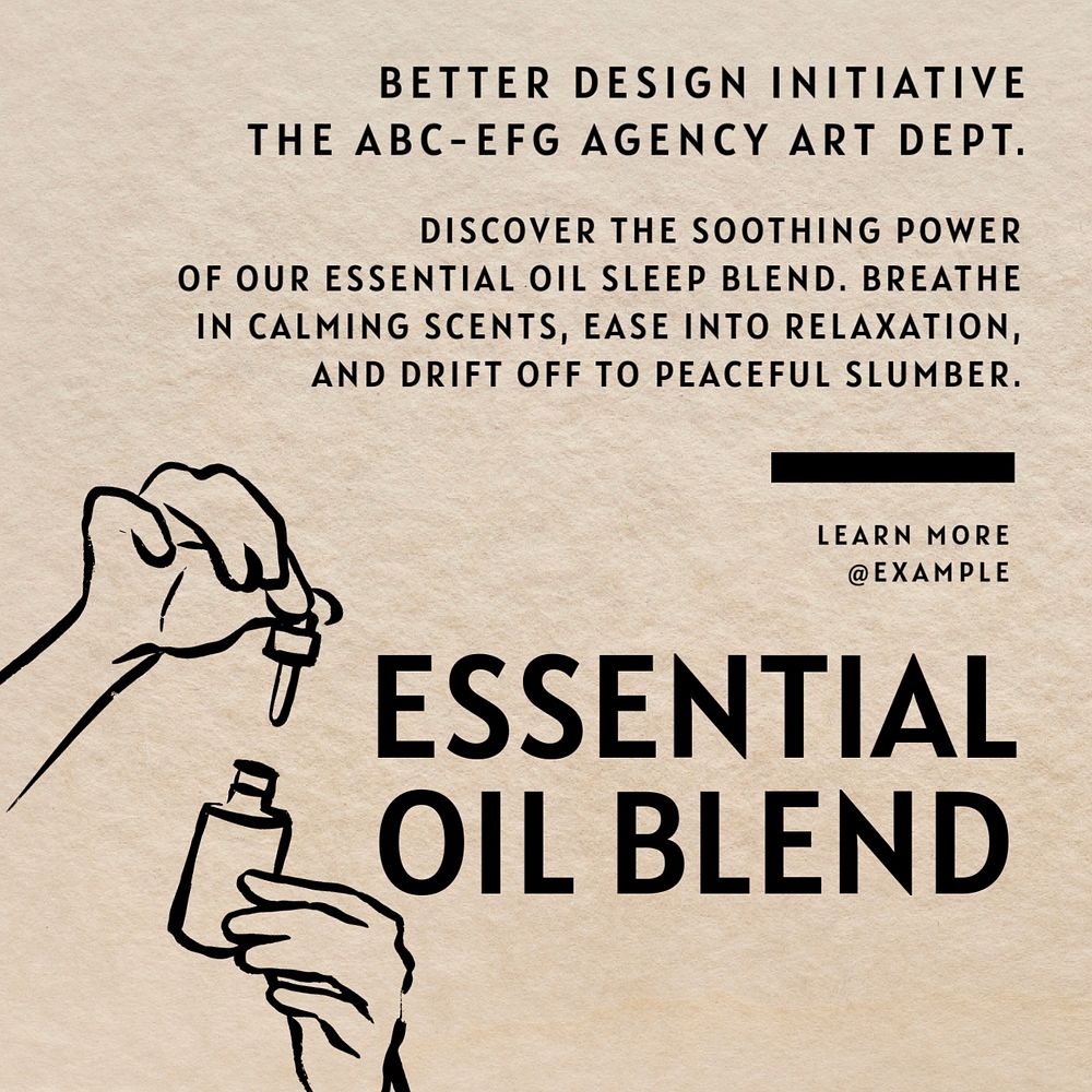 Essential oil  Instagram post template, editable text