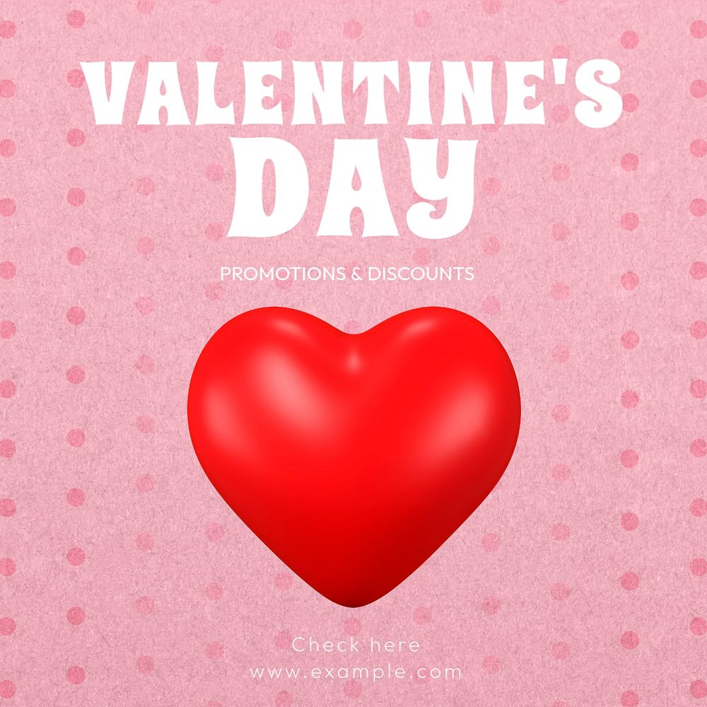 Valentine's day sale Instagram post template, editable text