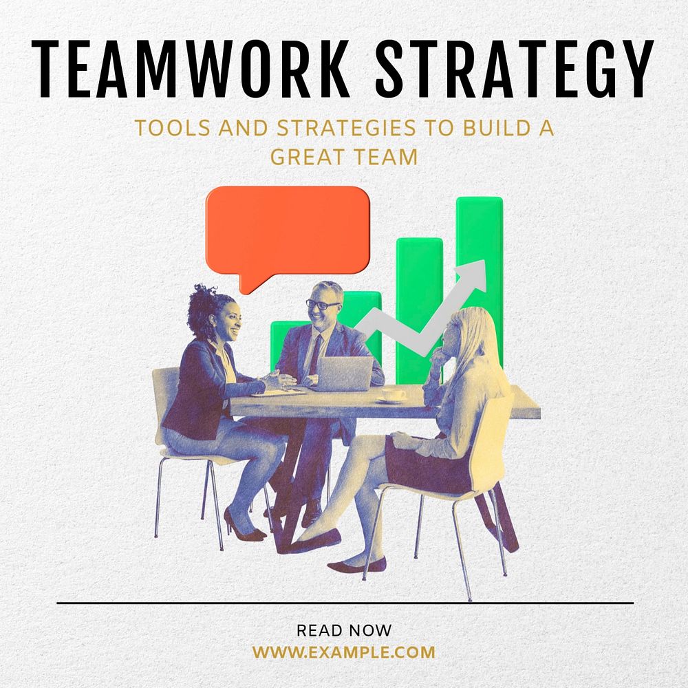 Teamwork strategy Instagram post template, editable text