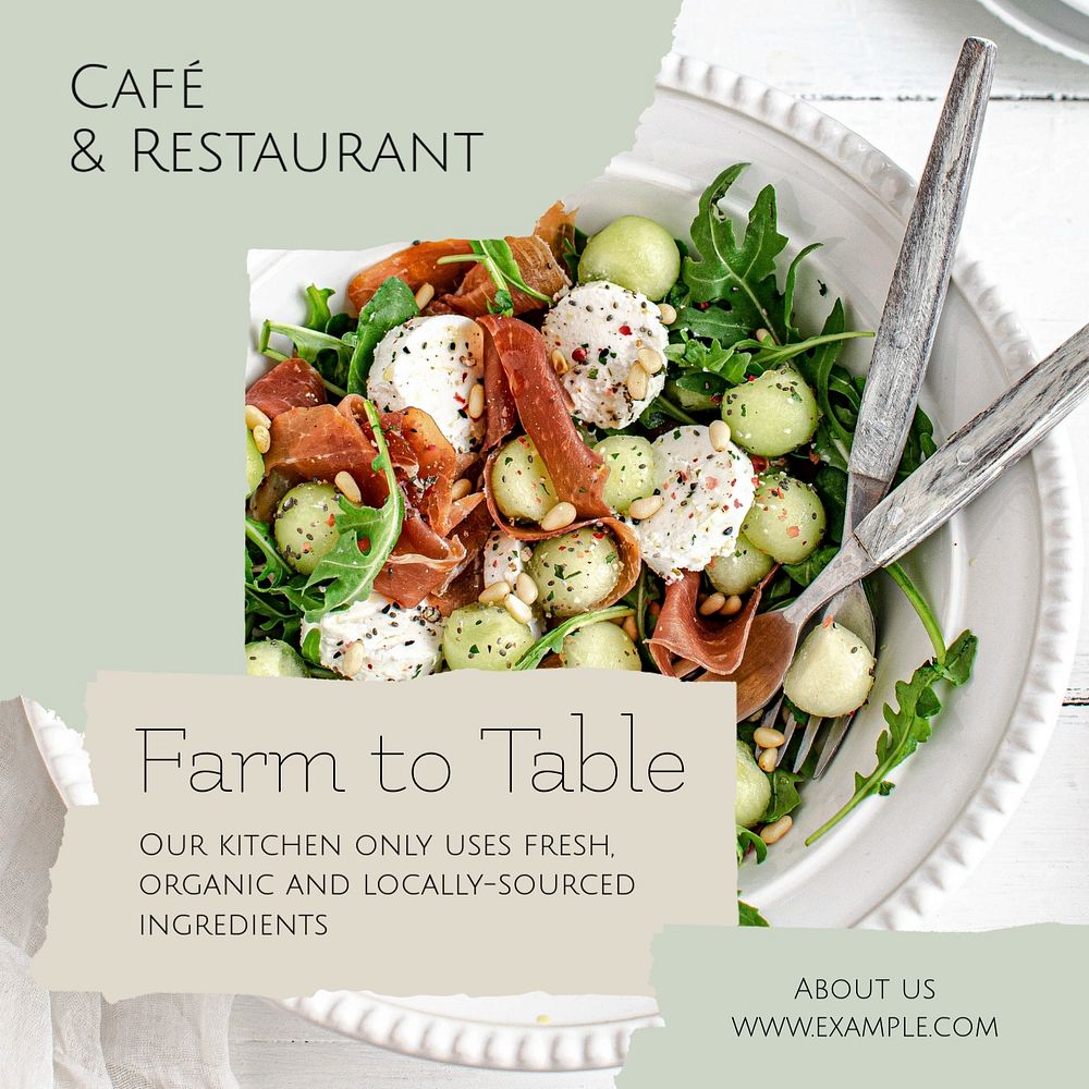 Farm to table Instagram post template, editable text