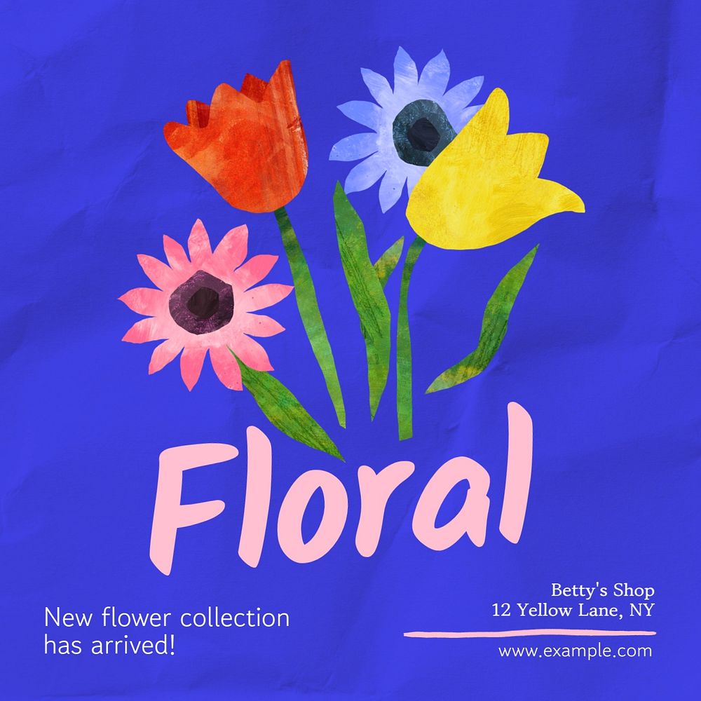 Flower collection Instagram post template, editable text