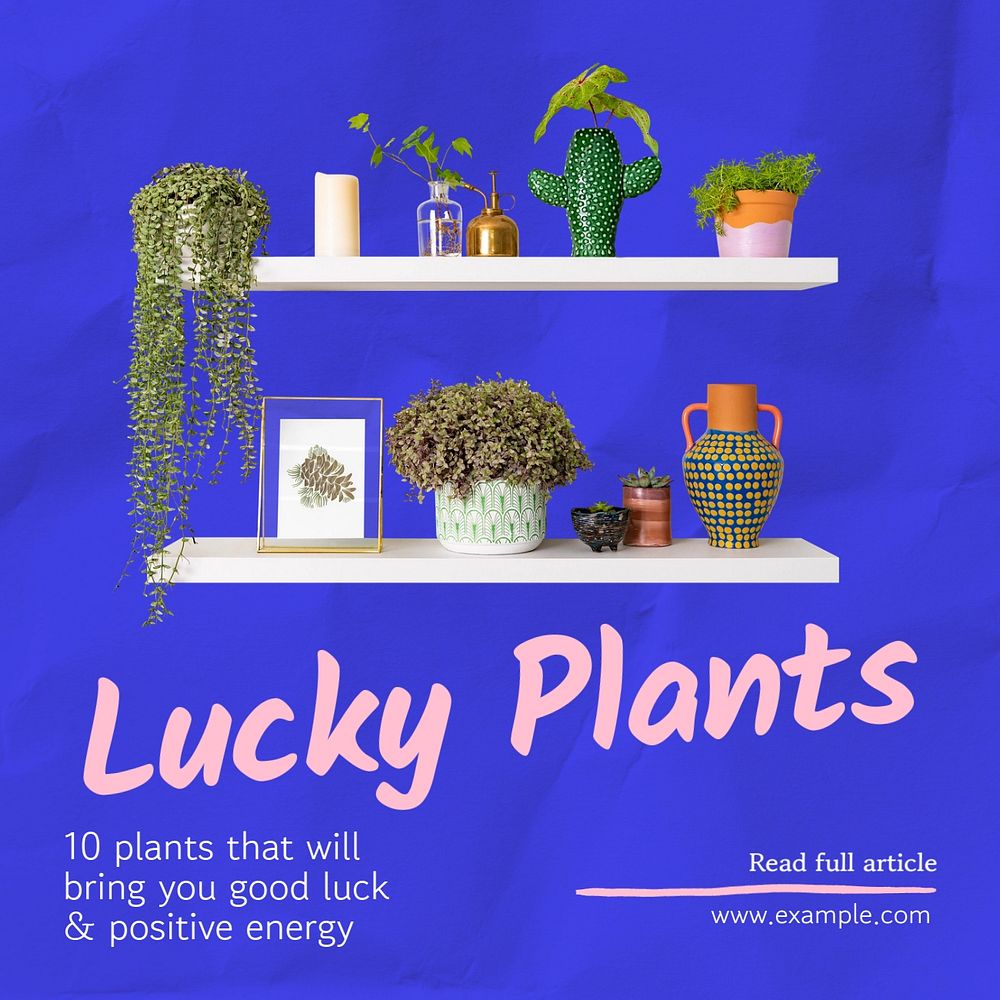 Lucky plants Instagram post template, editable text